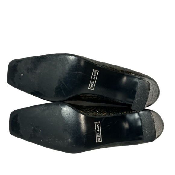 Bellini Marta Square Toe Heels Embossed Croc Patent Leather Brown Green size 11 - Picture 7 of 16